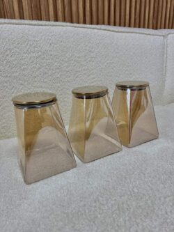 3 צנצנות זכוכית , רוז גולד