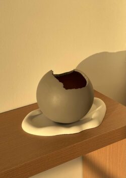 ⁦נר כדור מבטון + פניני שעווה⁩ – תמונה ⁦3⁩