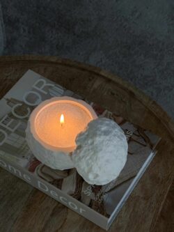 נר ירח מבטון + פניני שעווה