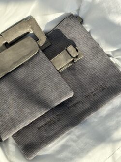 סט טלית ותפילין קורדרוי אפור עם רקמה