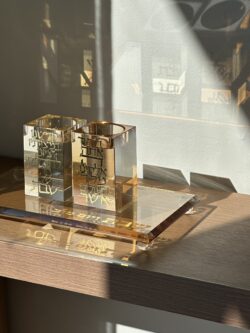 זוג פמוטים + מגש מהודר - רוז גולד