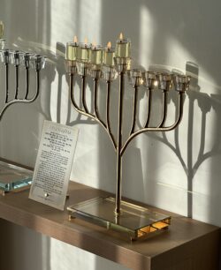 ⁦חנוכיה מהודרת דגם ספיר מקריסטל - רוז גולד⁩ – תמונה ⁦2⁩