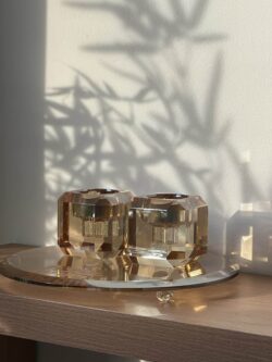 מגש וזוג פמוטים - רוז גולד