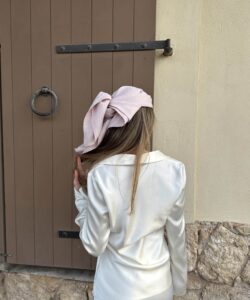 כיסוי ראש דגם פשתן ורוד בייבי