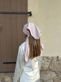 כיסוי ראש דגם פשתן ורוד בייבי – תמונה 2