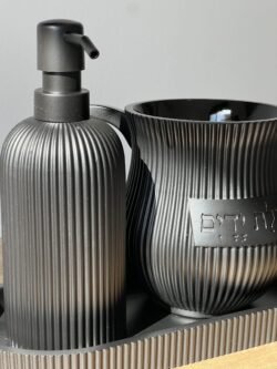 ⁦סט נטלה וסבוניה - פסים שחור⁩ – תמונה ⁦4⁩