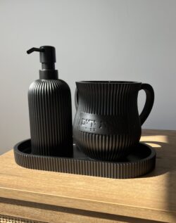 סט נטלה וסבוניה - פסים שחור