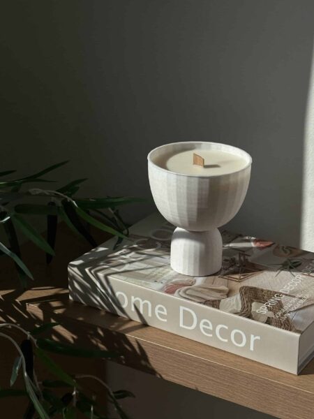 נר שעון חול - לבן