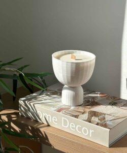 ⁦נר שעון חול - לבן⁩ – תמונה ⁦3⁩