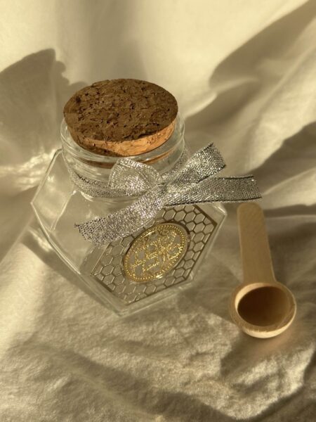 כלי לדבש מזכוכית דגם כוורת