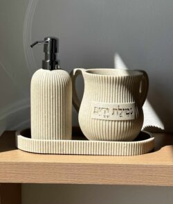 סט נטלה וסבוניה - פסים שמנת – תמונה 2