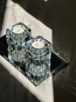 מגש וזוג פמוטים גוון שקוף